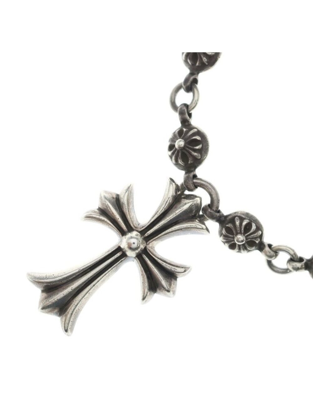 Chrome Hearts 1 CH Cross Ball Chain Small CH Necklace Silver